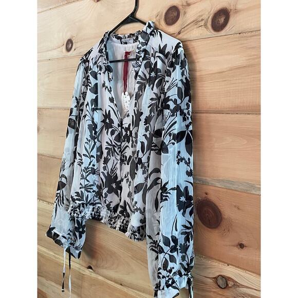 NWT Standards & Practices Floral Blouse - White/Black - 2X - Picture 2 of 8